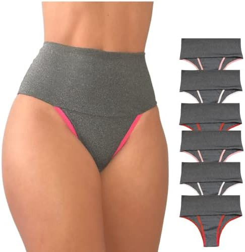 Kit 6 Calcinhas Femininas Cós Alto - Compressão para Barriga Cintura Alta, Calcinha Modeladora,... | Amazon (BR)