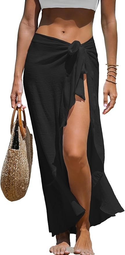 CUPSHE Women's Sarong Cover Ups Swimsuit Wrap Skirt Self Tie Beach Cover Up Ruffle Wraps One Size | Amazon (US)