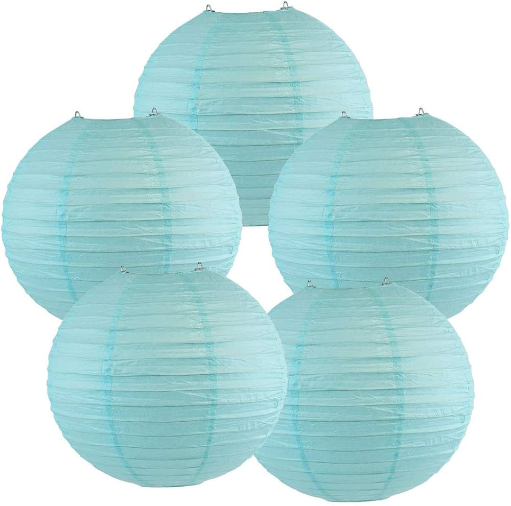 Just Artifacts 10-Inch Sky Blue Chinese Japanese Paper Lanterns (Set of 5, Sky Blue) | Amazon (US)