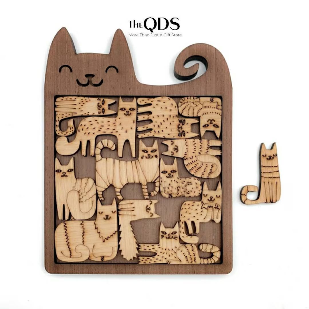 Cat Lovers Puzzle Kitten Game Wooden Tangram Cat Shape Puzzles Difficult Brain Teaser Cat Jigsaw ... | Etsy (CAD)