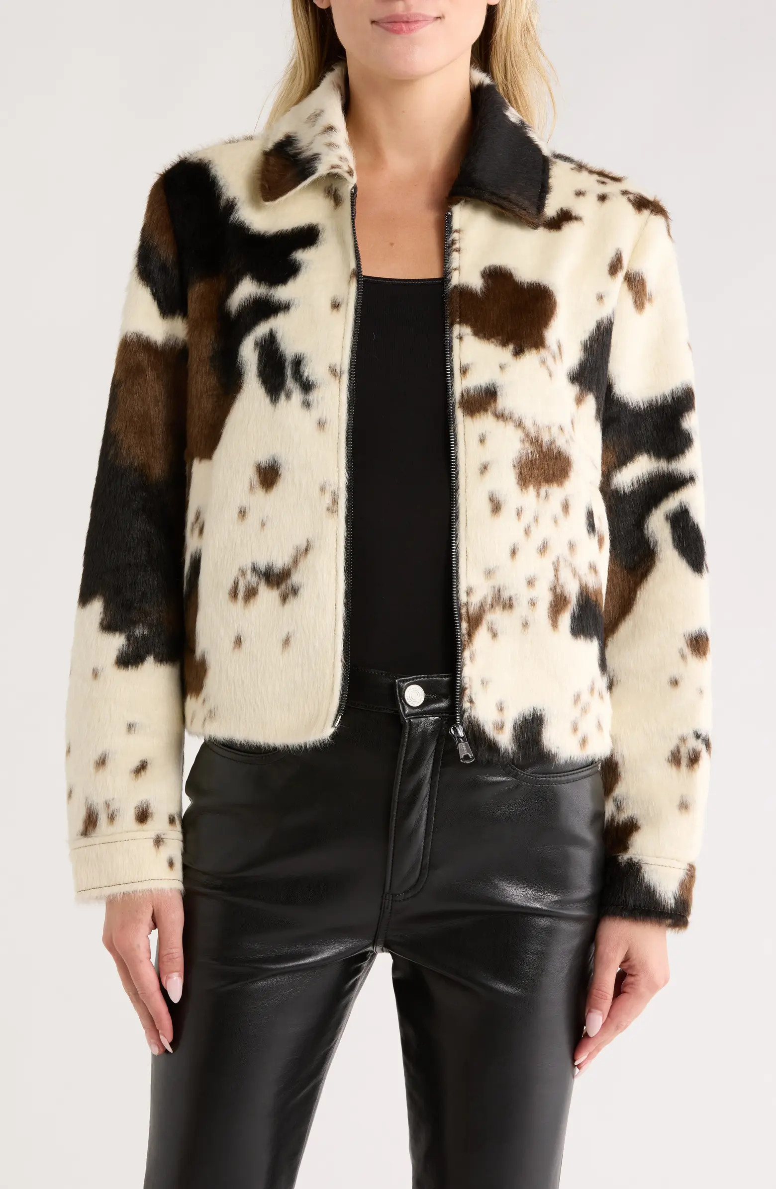 Cow Print Faux Fur Jacket | Nordstrom Rack