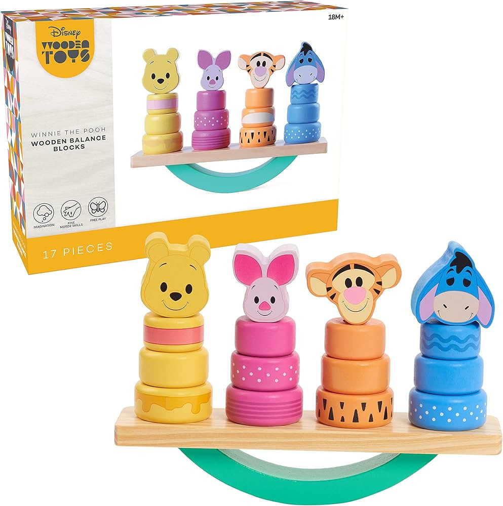 Disney Wooden Toys Winnie the Pooh Balance Blocks, 17-Piece Set, Officially Licensed Kids Toys fo... | Amazon (US)