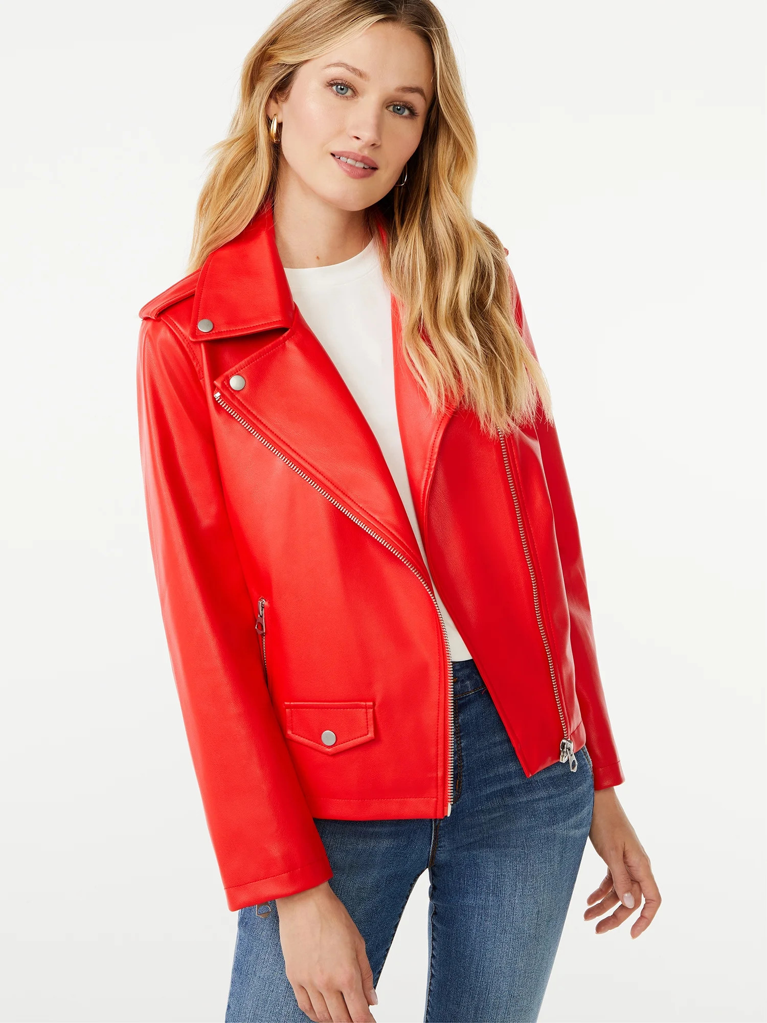 Scoop Women's Faux Leather Moto Jacket | Walmart (US)
