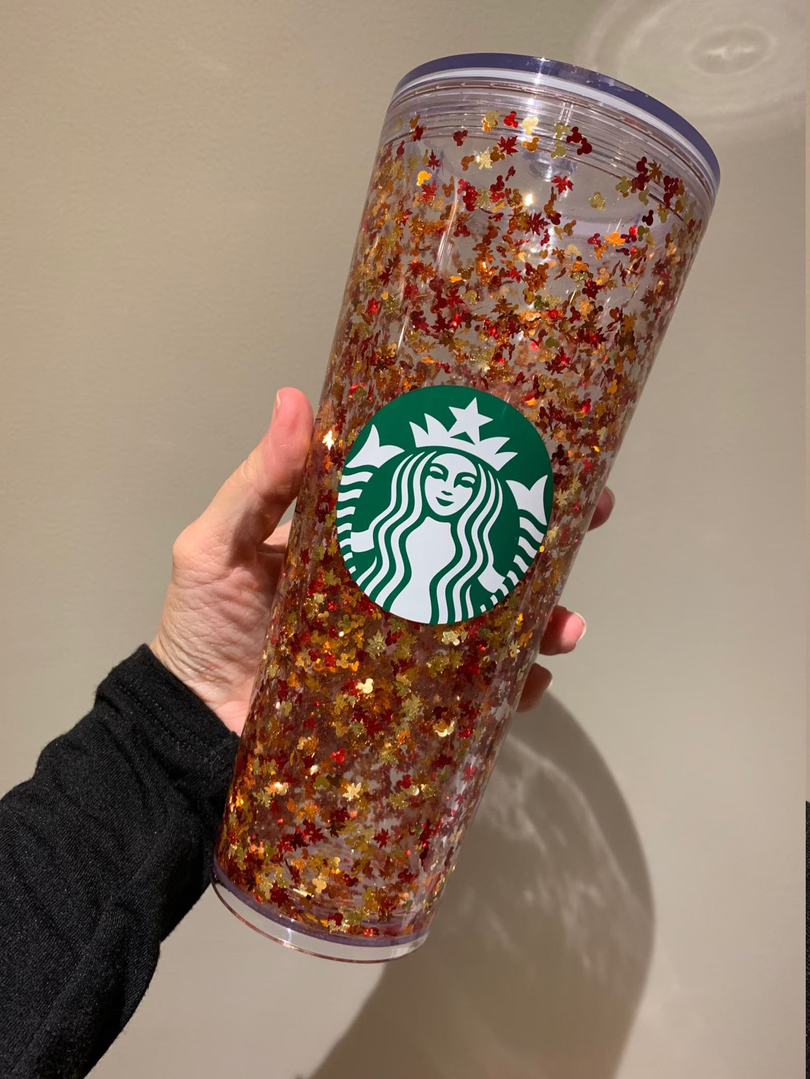 24 oz. and 16 oz. Starbucks Tumbler Fall Leaves and Mickey Floating Glitter Liquid Filled | Etsy (US)