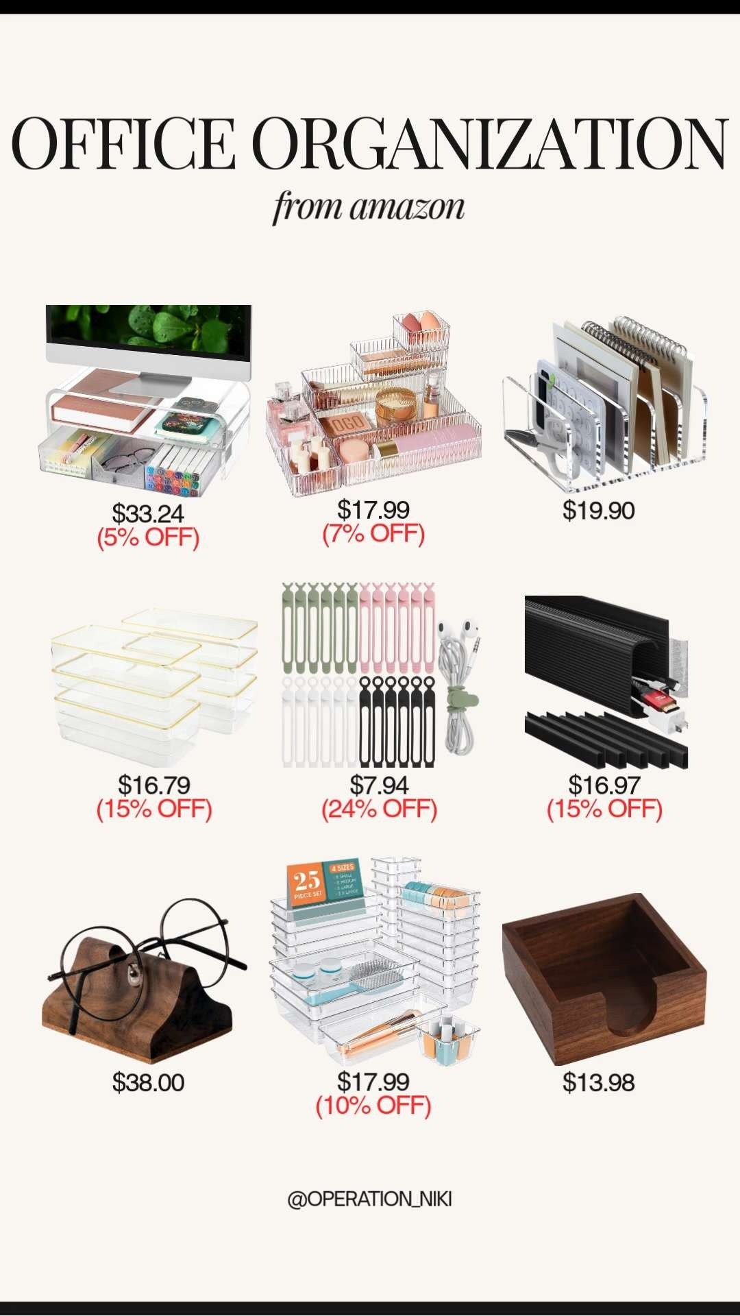 Office organization from Amazon that keeps your workspace clean, functional, and stress free 📎✨ Everything has a place, making it easier to stay focused and productive every day.

Follow for more @OPERATION_NIKI on IG, TikTok, & Facebook
#officeorganization #homeorganization #amazonfinds #workspaceinspo #organizedoffice #deskorganization #amazonhome #productivity #operationniki 

 #LTKHome #LTKSaleAlert
