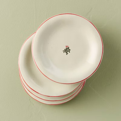 4ct Ceramic Christmas Holly Appetizer Plates - Hearth & Hand™ with Magnolia | Target