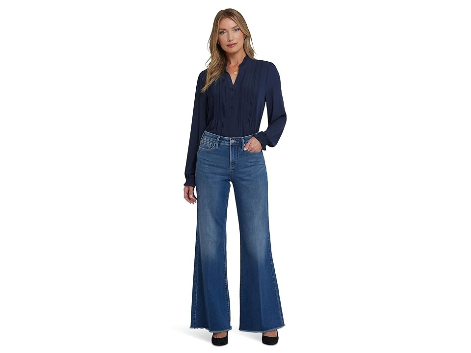 NYDJ Mia Palazzo Jeans Frayed Hems Women's Jeans Romantic Indigo : 12, Cotton/Denim/Elastane | Zappos
