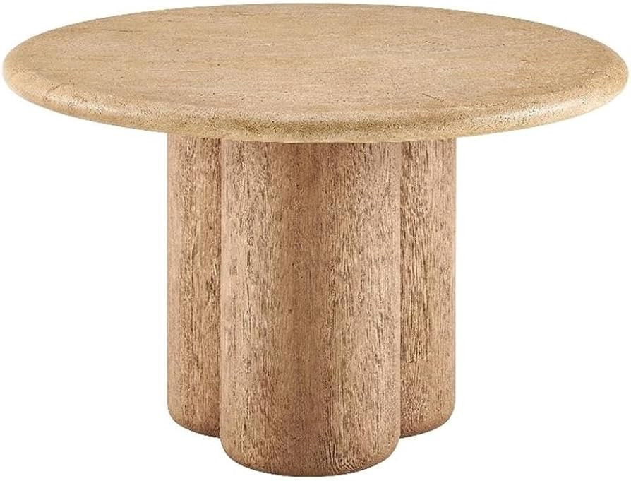 Modway Tori 48 Inch Round Concrete Outdoor Dining Table in Travertine - Modern Patio Bistro Table... | Amazon (US)