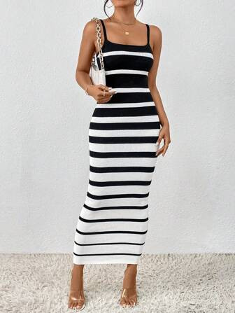 SHEIN LUNE Striped Pattern Cami Bodycon Dress | SHEIN | SHEIN
