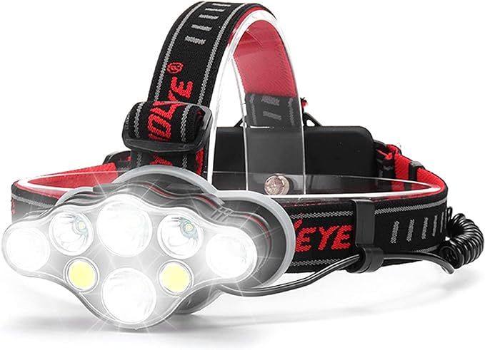 Victoper Rechargeable Headlamp, 8 LED 18000 High Lumen Bright Head Lamp with Red Light, Lightweig... | Amazon (US)