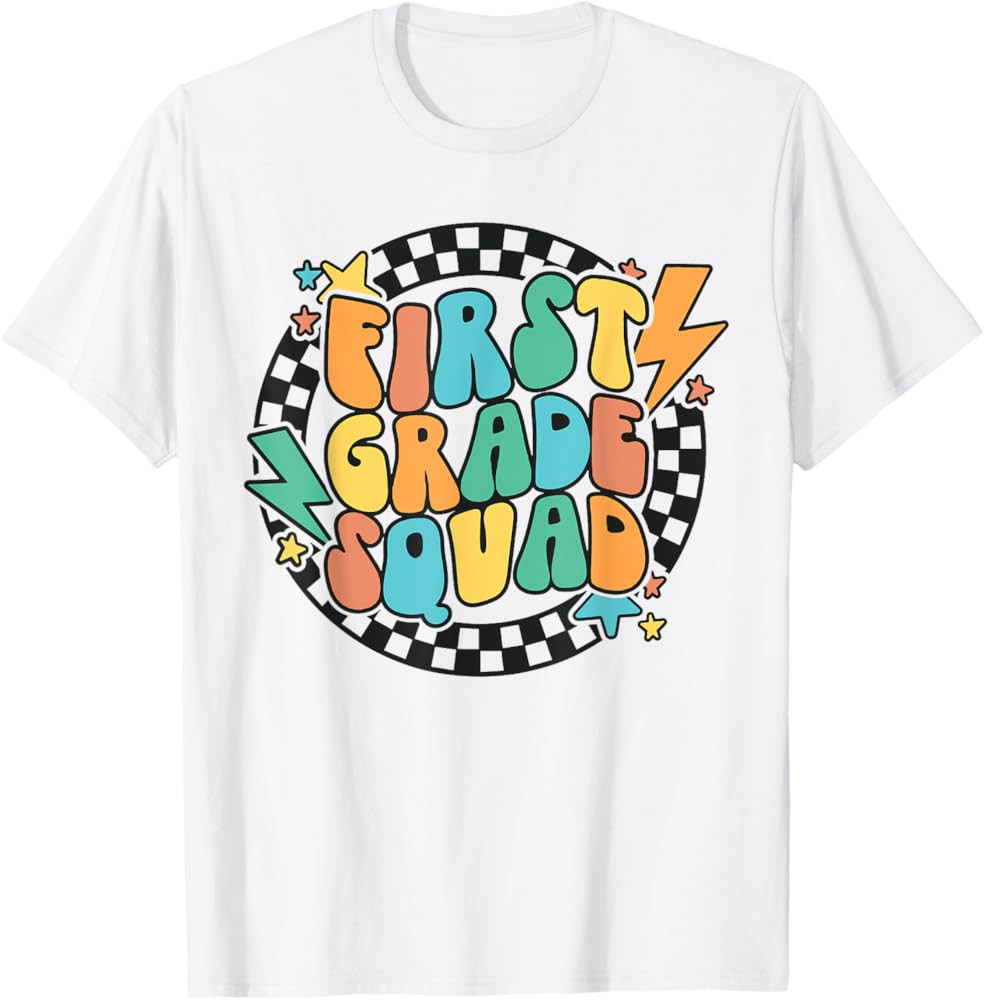 Back To School Groovy Teacher 1st First Grade Crew Squad T-Shirt | Amazon (US)