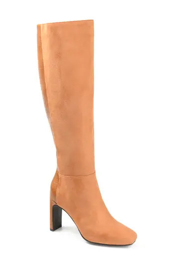 Journee Collection Elisabeth Croc Embossed Tall Boot in Tan at Nordstrom Rack, Size 12 | Nordstrom Rack