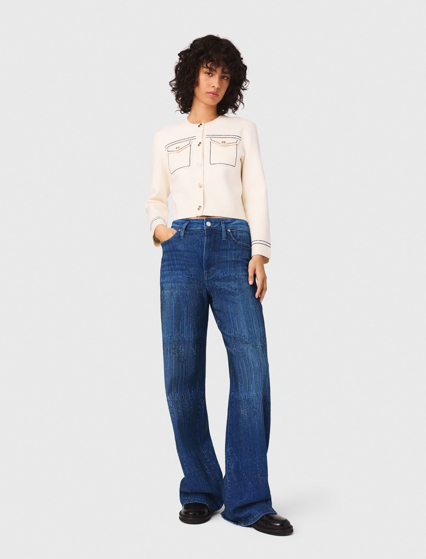 Rhinestone jeans Blue  | Maje EU