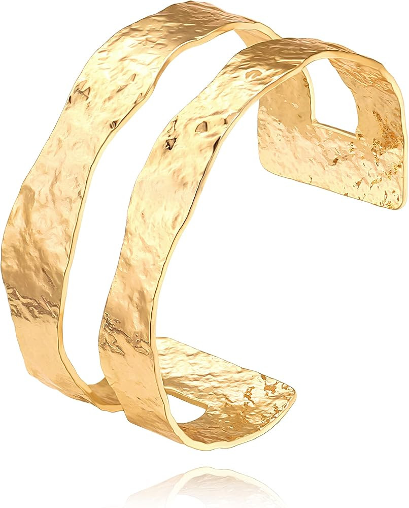 Dainty Gold Bar Bracelet for Women Simple Delicate Thin Cuff Bangle Hook Bracelet 18K Gold Plated... | Amazon (US)
