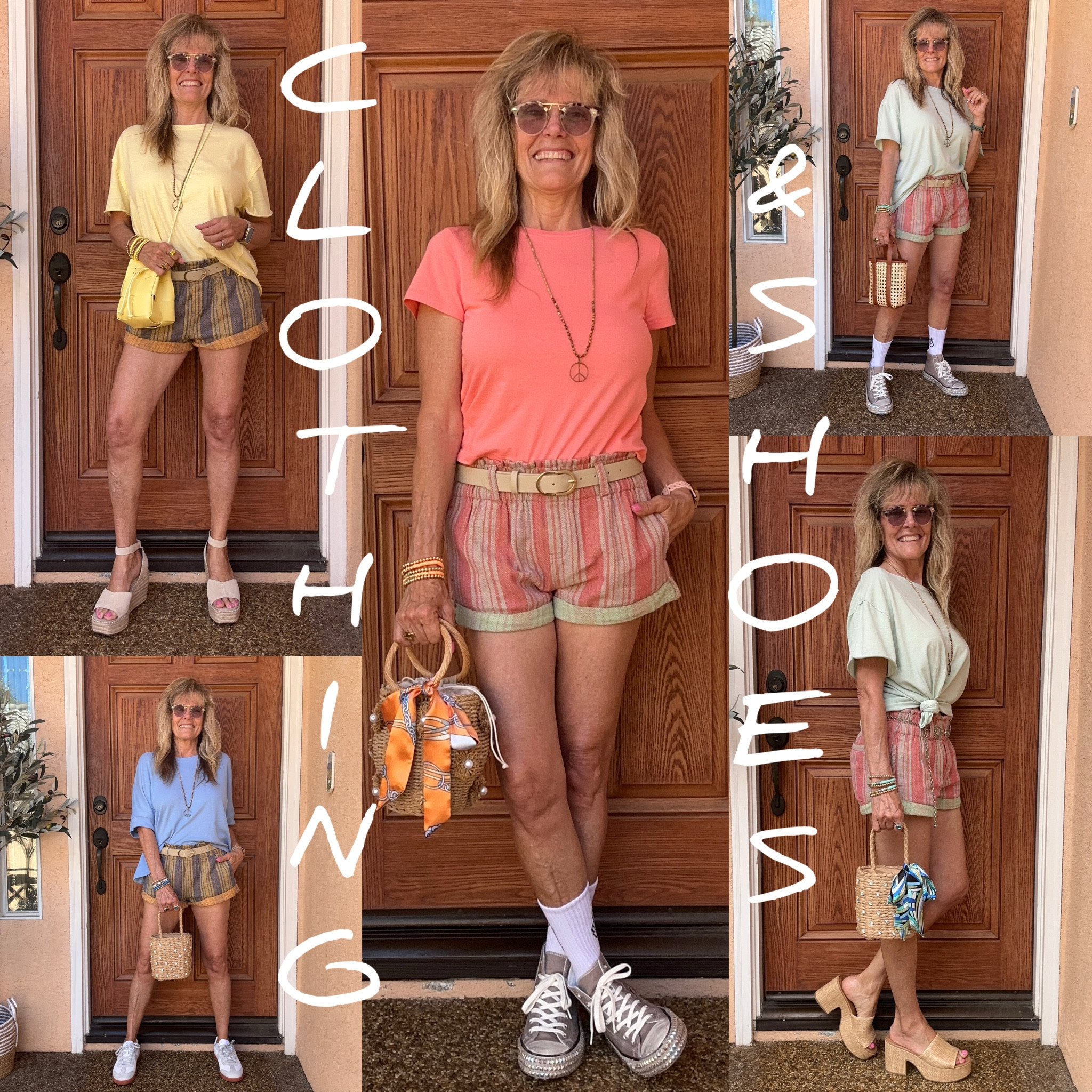 I am in LOVE with these Free People boxer style shorts! They have a stretchy paper bag waistline, a cuff at the bottom, and belt loops for styling with a belt. You can wear them at your waist or on your hips. These FP oversized tees are the perfect top to pair with them. The shorts and tees are both size XS. The cute blue oversized tee and the peach cropped short sleeve tee are both size S. All of my fun shoes are my true size 9.

#LTKfindsunder100 #LTKshoecrush #LTKstyletip