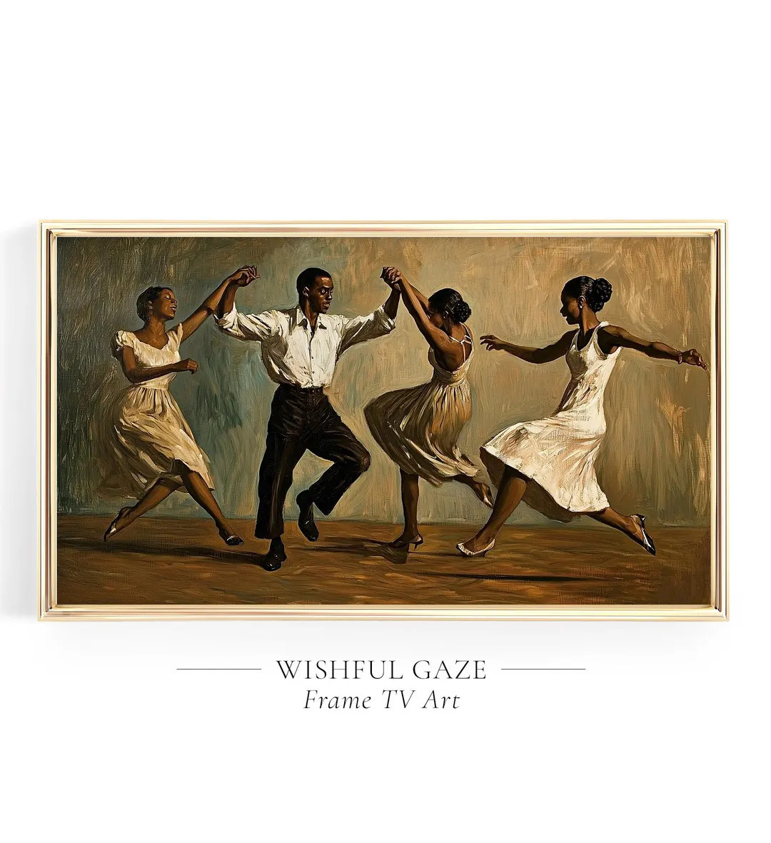 DANCERS Frame Tv Art Dark Brown Samsung Frame Tv Art Party Tv Art Vibrant Unique Artwork, Digital... | Etsy (US)