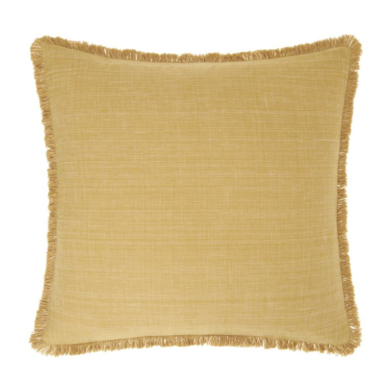 Gap Home Cross-Hatch Decorative Square Throw Pillow with Frayed Edge Mustard 22" x 22" | Walmart (US)