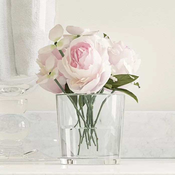 Hydrangea and Rose Arrangement in Glass Vase | Wayfair North America