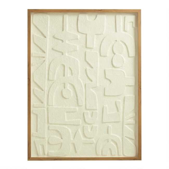 White Rice Paper Abstract Glyph Shadow Box Wall Art | World Market