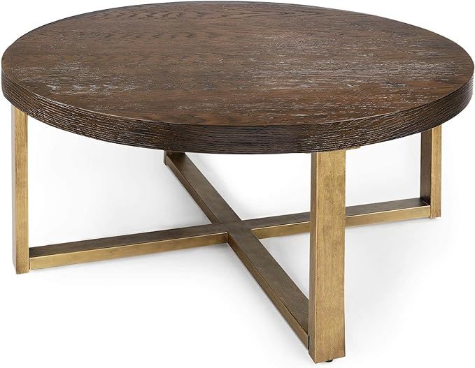 Round Coffee Table, Hand-cast Metal with Antiqued Finish, 36 Inches | Amazon (US)