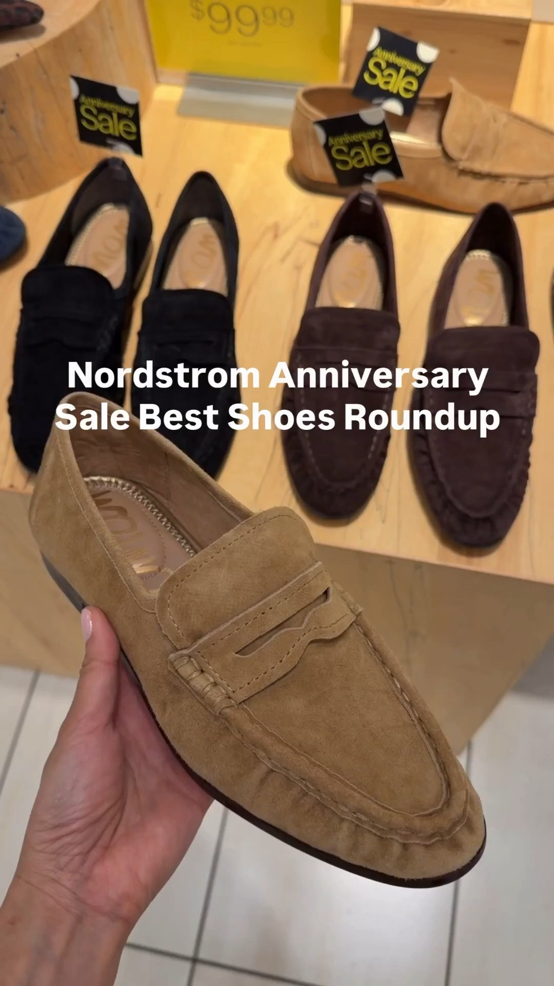 • go down half in SE loafers
• I’m a 5.5 in the Steve Madden boots
• size 5 for Adidas and New Balance sneakers they are sneakers so have a roomier fit 
• size big kids 4 for Ugg = women’s 5.5/6

For the mesh flats if between sizes go up. Nordstorm anniversary sale shoes