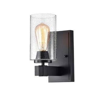 Warehouse of Tiffany Alina 10.83 in. 1-Light Indoor Black Finish Wall Sconce with Light Kit | The Home Depot