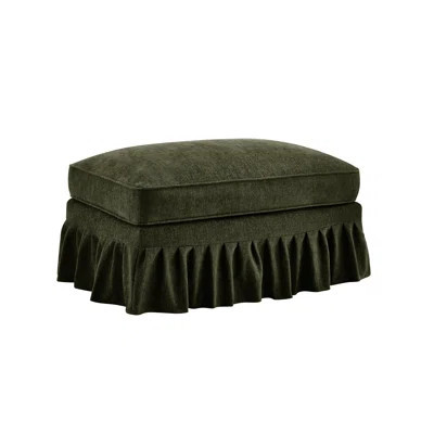 Green Chenille Ottoman with Detachable Ruffled Skirt - Soft Comfortable Accent Furniture for Living Room, Curved Design | Wayfair North America
