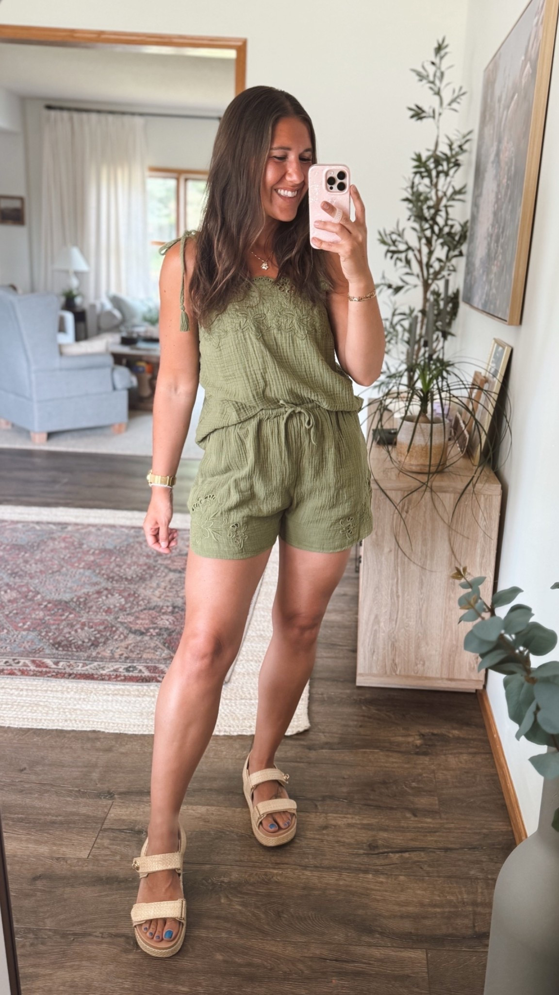 100% cotton matching set from 🎯
Small top
Medium bottoms 
Sandals fit tts

#ltkunder50
#ltkunder100
Target style

#LTKootd
