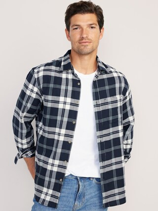 Regular-Fit Built-In Flex Everyday Plaid Shirt for Men | Old Navy (US)