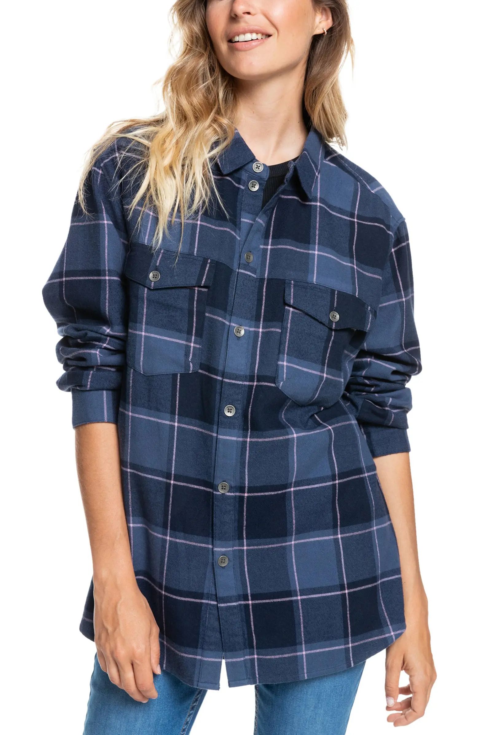 Roxy Turn It Up Check Button-Up Shirt | Nordstrom | Nordstrom