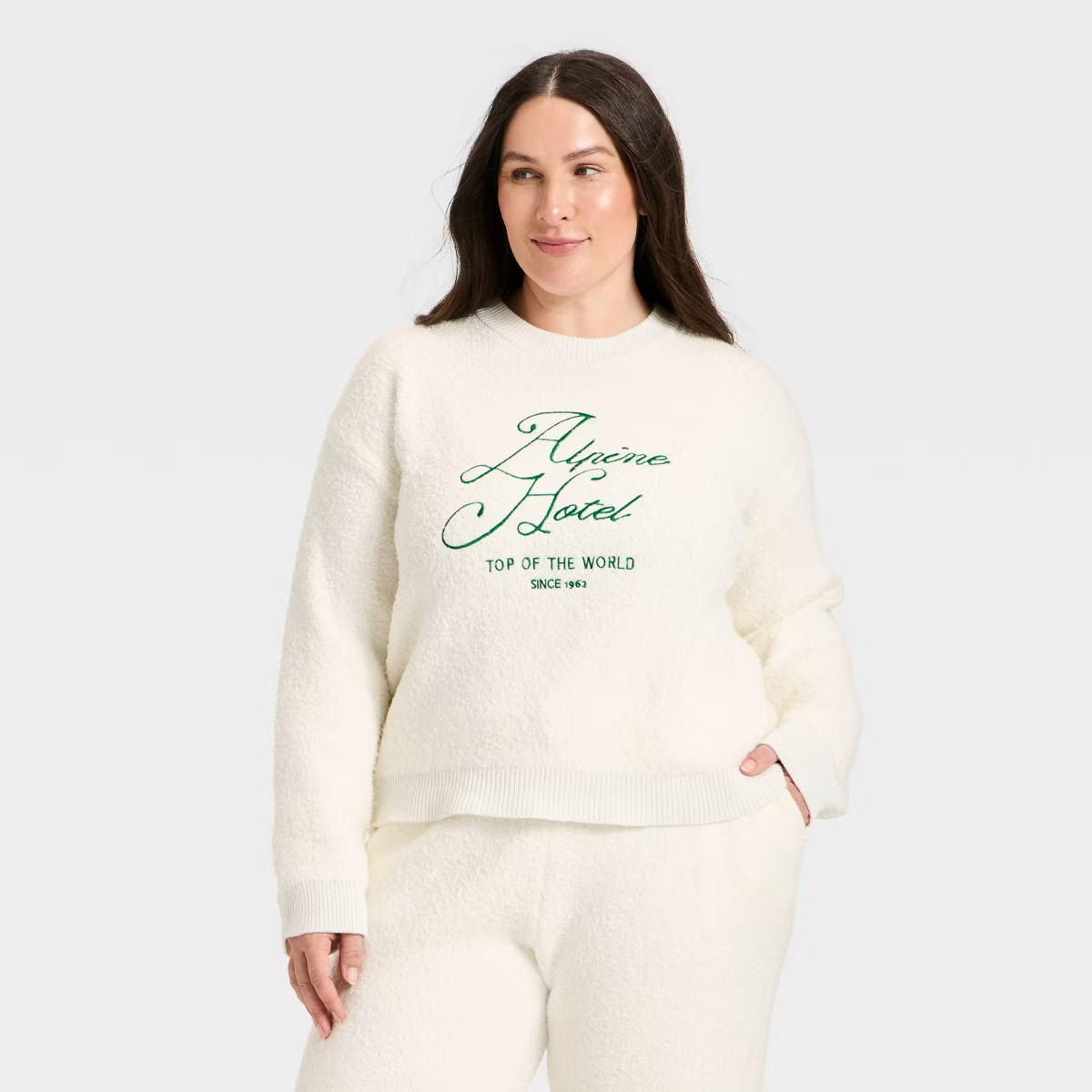 Women's Cozy Alpine Knit Bouclé Crewneck Pullover Sweater - Universal Thread™ Cream | Target