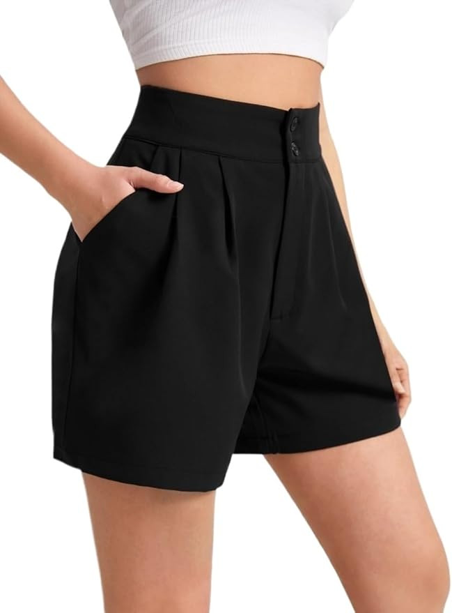 DIERAN Summer Womens High Waist Straight Leg Shorts Zipper Casual Shorts | Amazon (US)