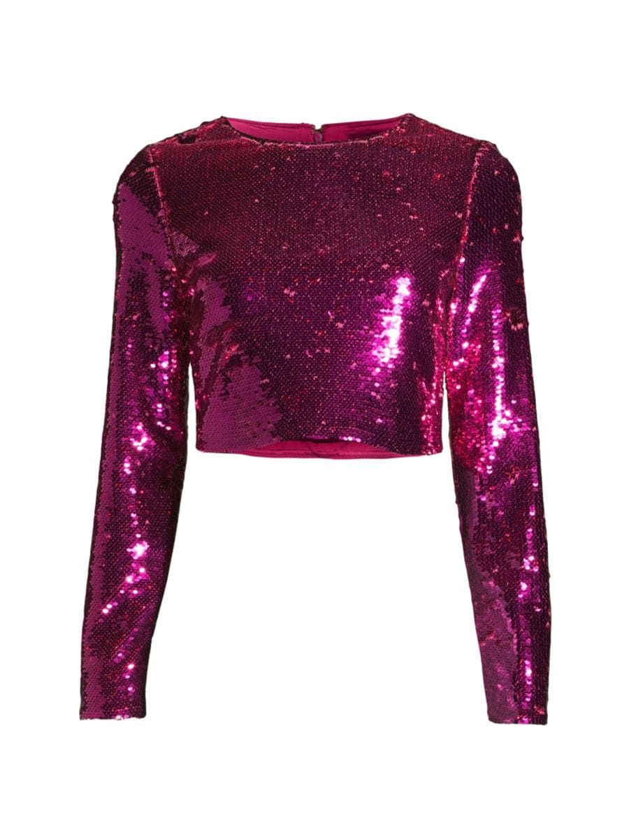 Shailyn Sequined Crop Blouse | Saks Fifth Avenue