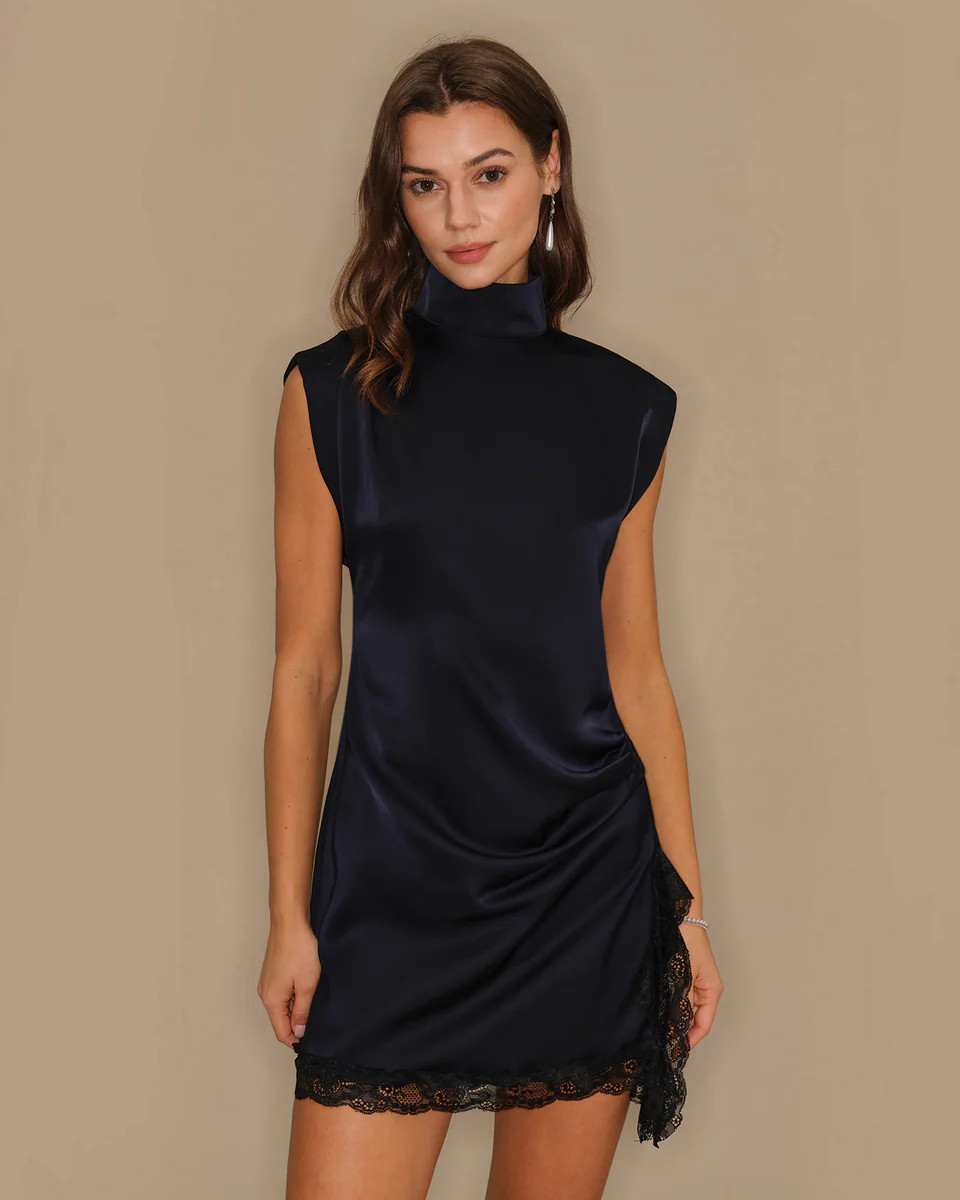 Blue Turtle Lace Mini Dress | rihoas.com