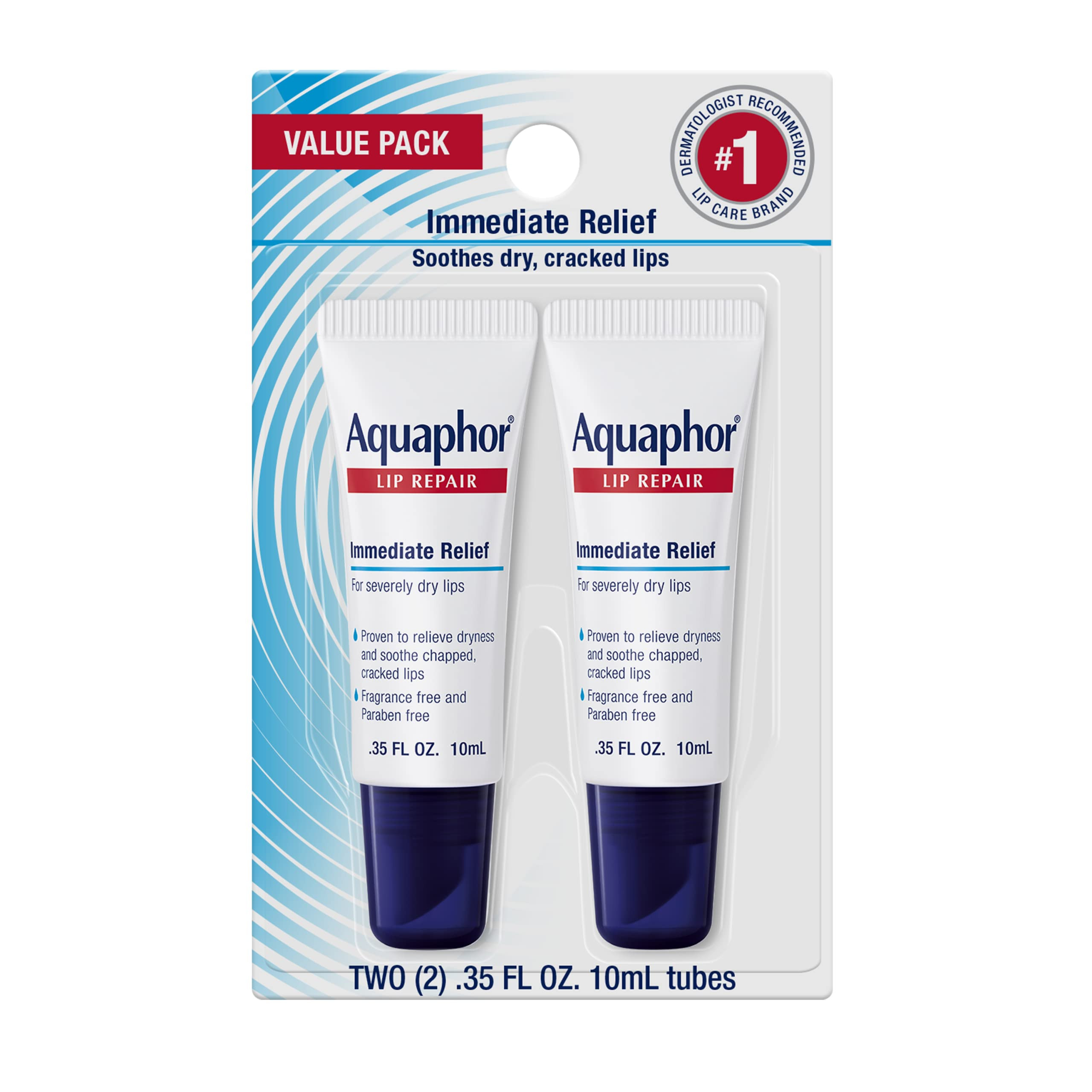 Aquaphor Lip Repair Ointment, Moisturizing Lip Balm Pack, Relieves Dryness, 0.35 Tube, Pack of 2 | Amazon (US)