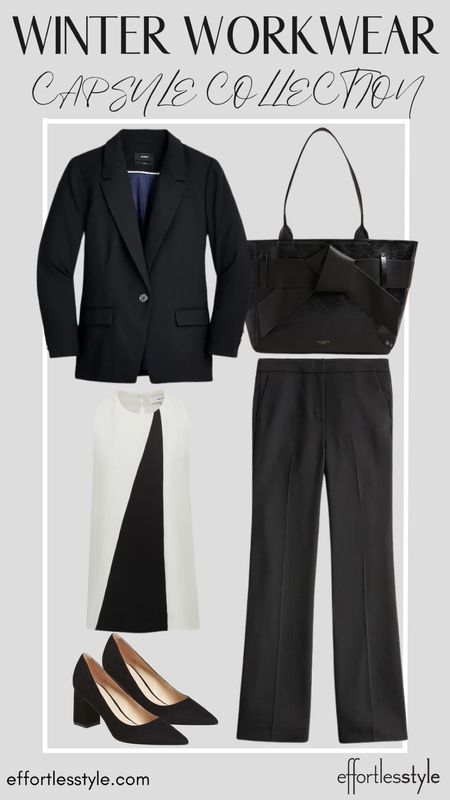 Black Blazer + Sleeveless Blouse + Black Pants

#LTKSeasonal #LTKstyletip #LTKworkwear