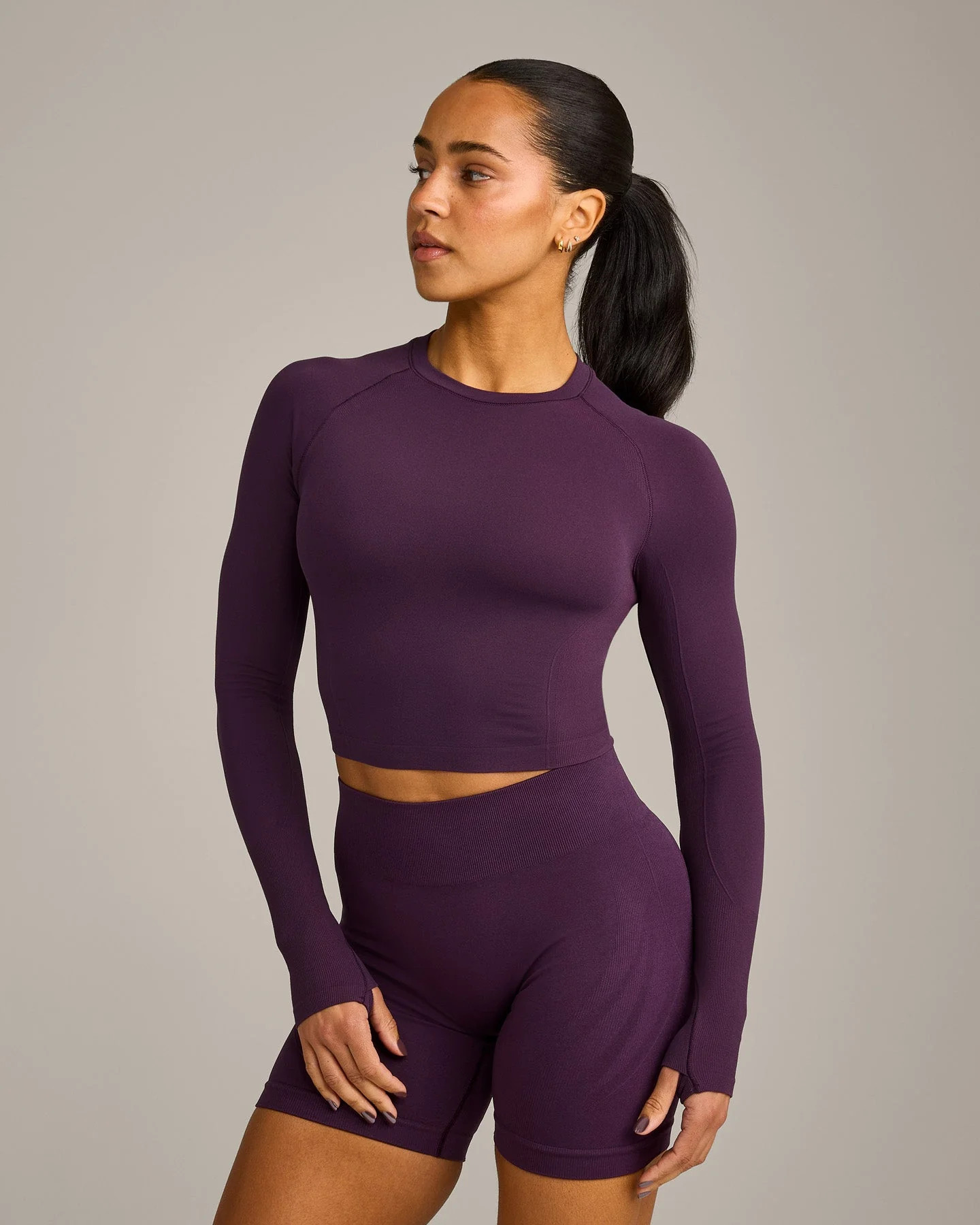 Oner Seamless Fitted Long Sleeve Mid Top 
 Light Blackberry Purple | Oner Active (UK / US)