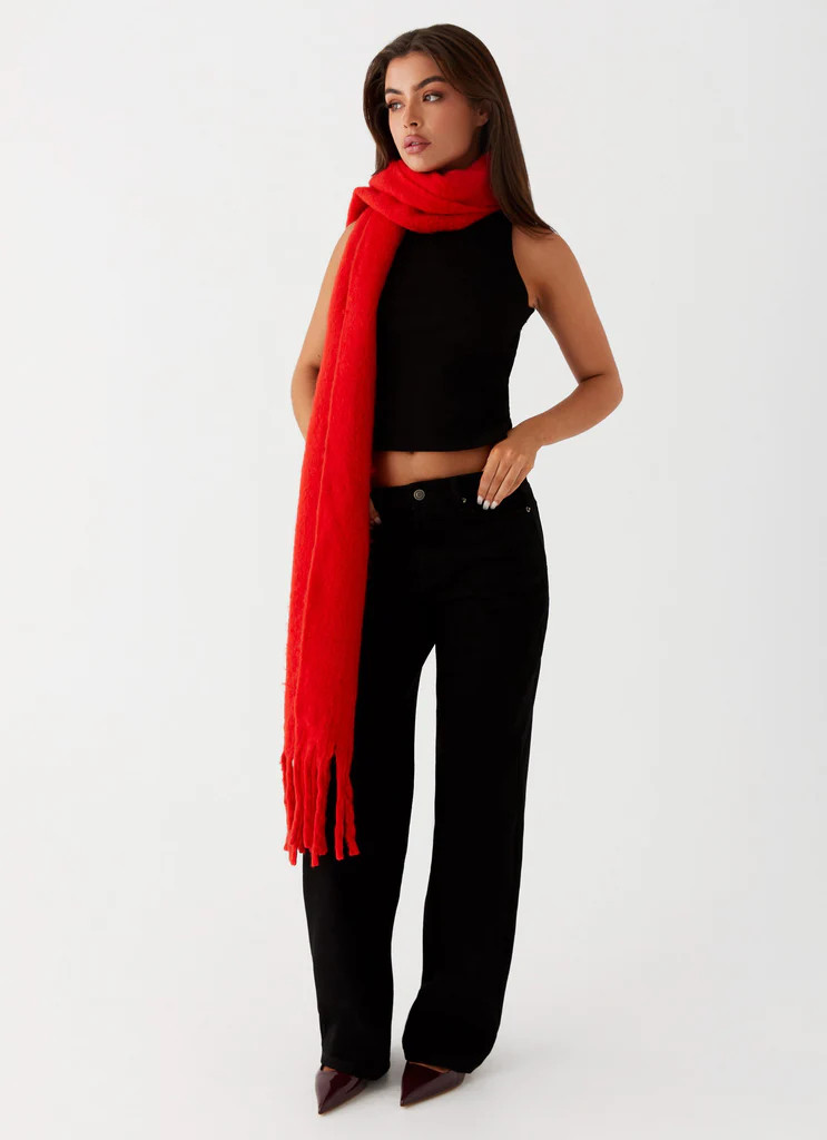 Claret Plain Knit Scarf - Red | Peppermayo (Global)