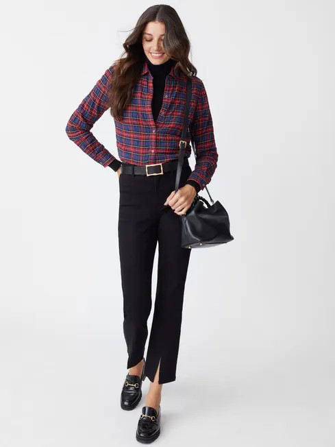 Lois Shirt in Royal Tartan | J.McLaughlin