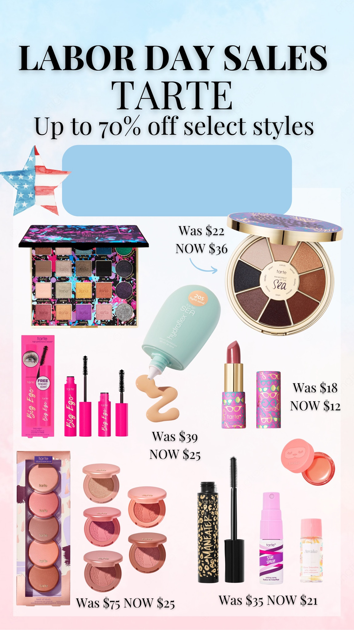 LABOR DAY SALE! Tarte makeup up to 70% off.  plenty of great options, my favorite eye shadow pallets included. #laborday #labordaysale #sale #tarte #tartemakeup 

#LTKSeasonal #LTKbeauty #LTKSale
