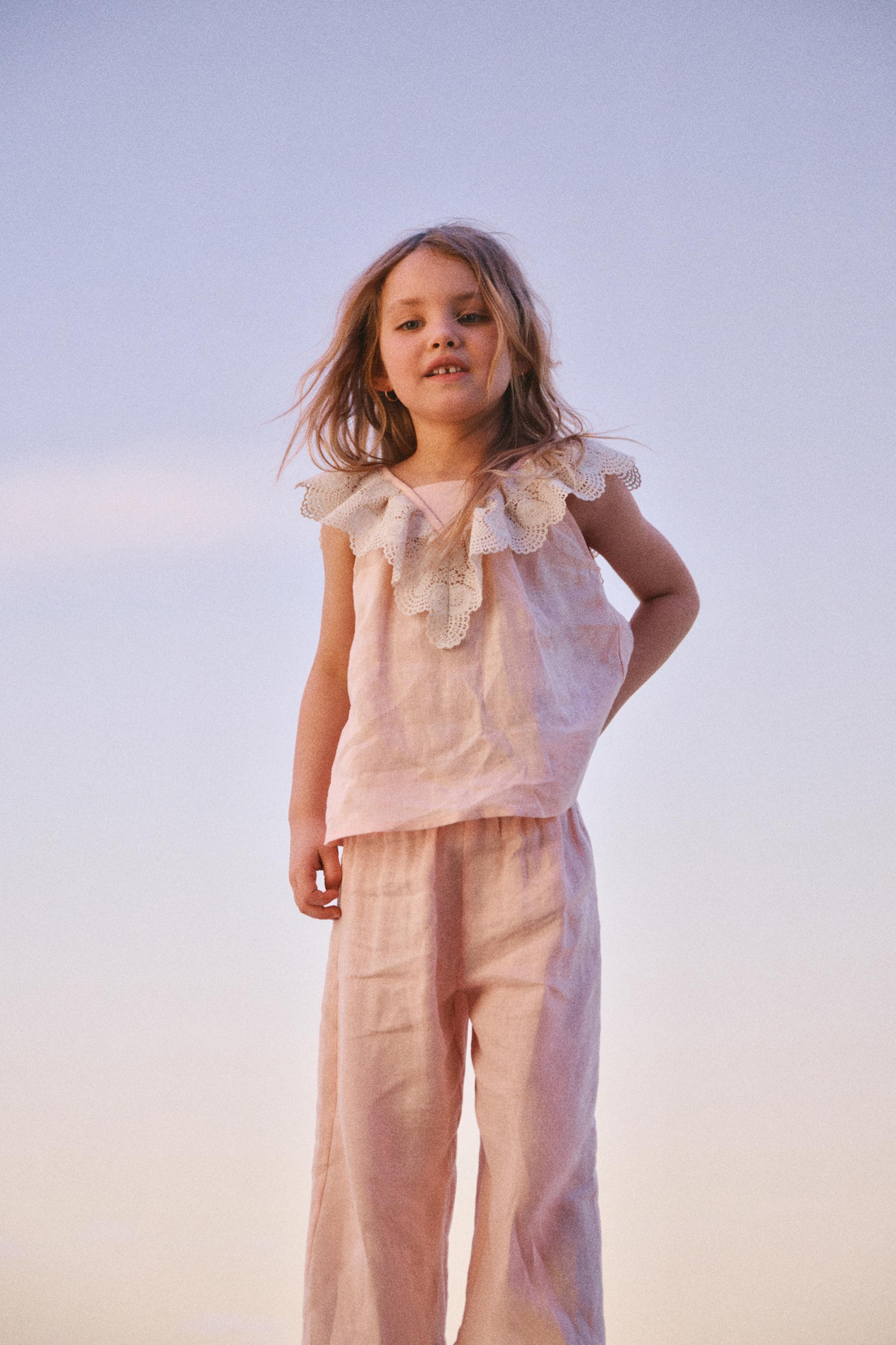 100% LINEN LACE TRIM BLOUSE | Zara UK