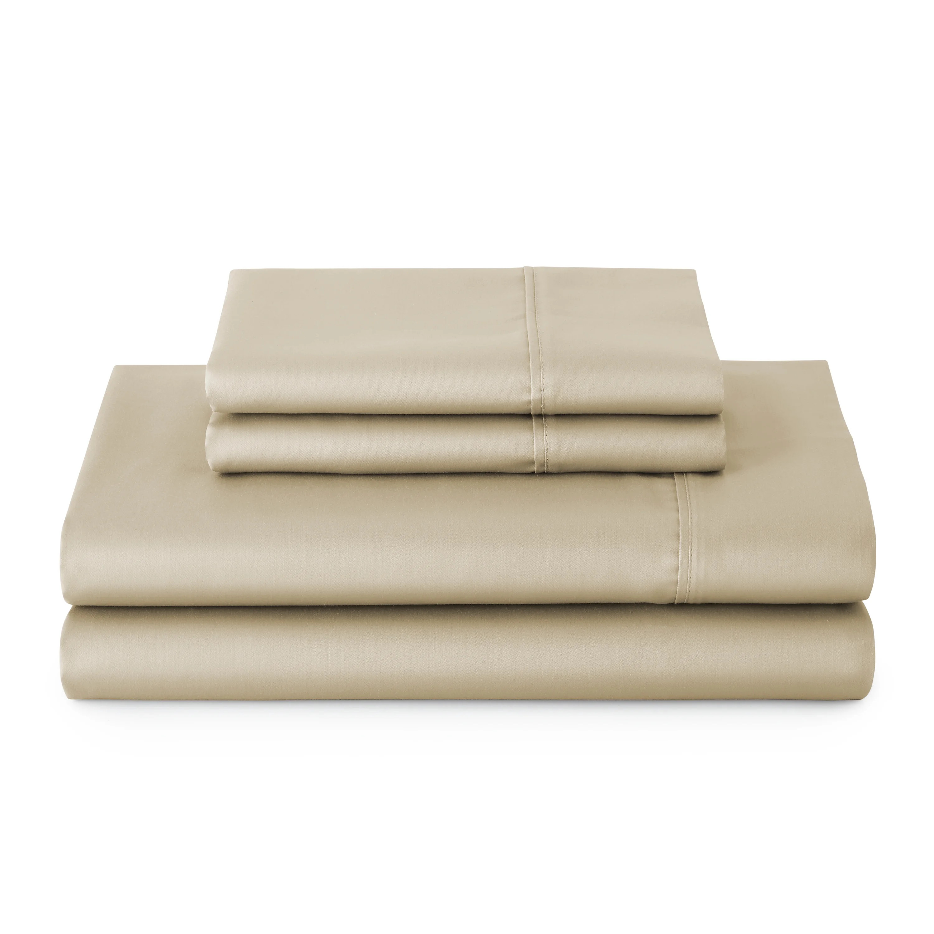 Better Homes & Gardens 4-Piece 300 Thread Count Almond Biscuit Cotton Sateen Bed Sheet Set, Queen | Walmart (US)