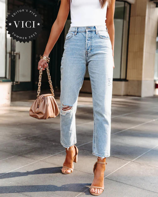 PREORDER - Ryan High Rise Rigid Distressed Straight Jeans | VICI
