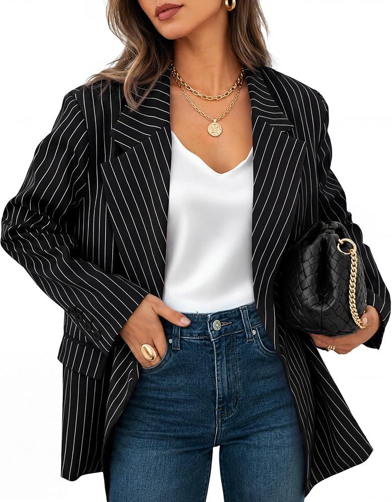ZESICA Women's 2026 Fall Fashion Business Casual Striped Blazers | Amazon (US)