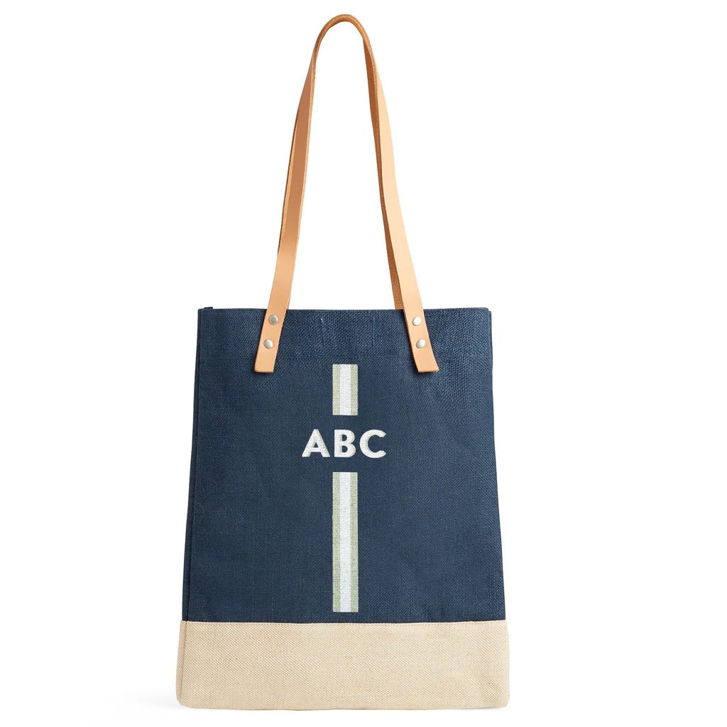 Wine Tote in Navy with Monogram Limited Holiday Release | Apolis