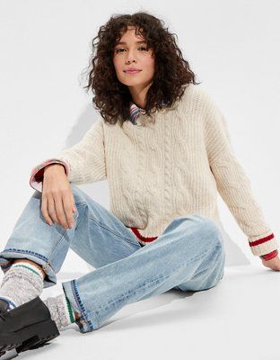 AE Snowflake Crew Neck Sweater | American Eagle Outfitters (US & CA)