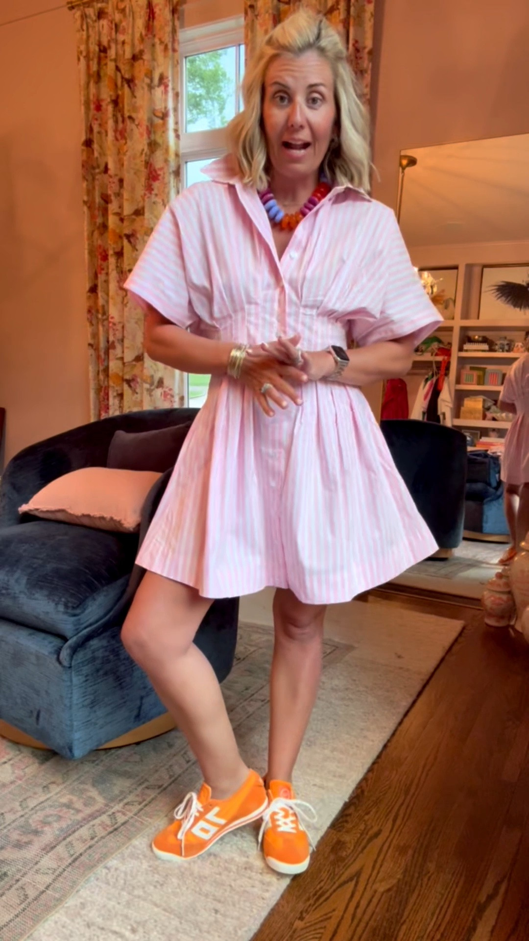 Pink and orange will always be a winning combo! I love how this necklace just brings this outfit together. I’m wearing a small dress and an 8 sneaker tts. 

*Use my code CATHERINE20 for 20% off Orders of $100+ at Anthropologie 
*Dates: Thursday 6/25 – Sunday 6/28

￼

#LTKdayinmylife #LTKmomlife #LTKOver40