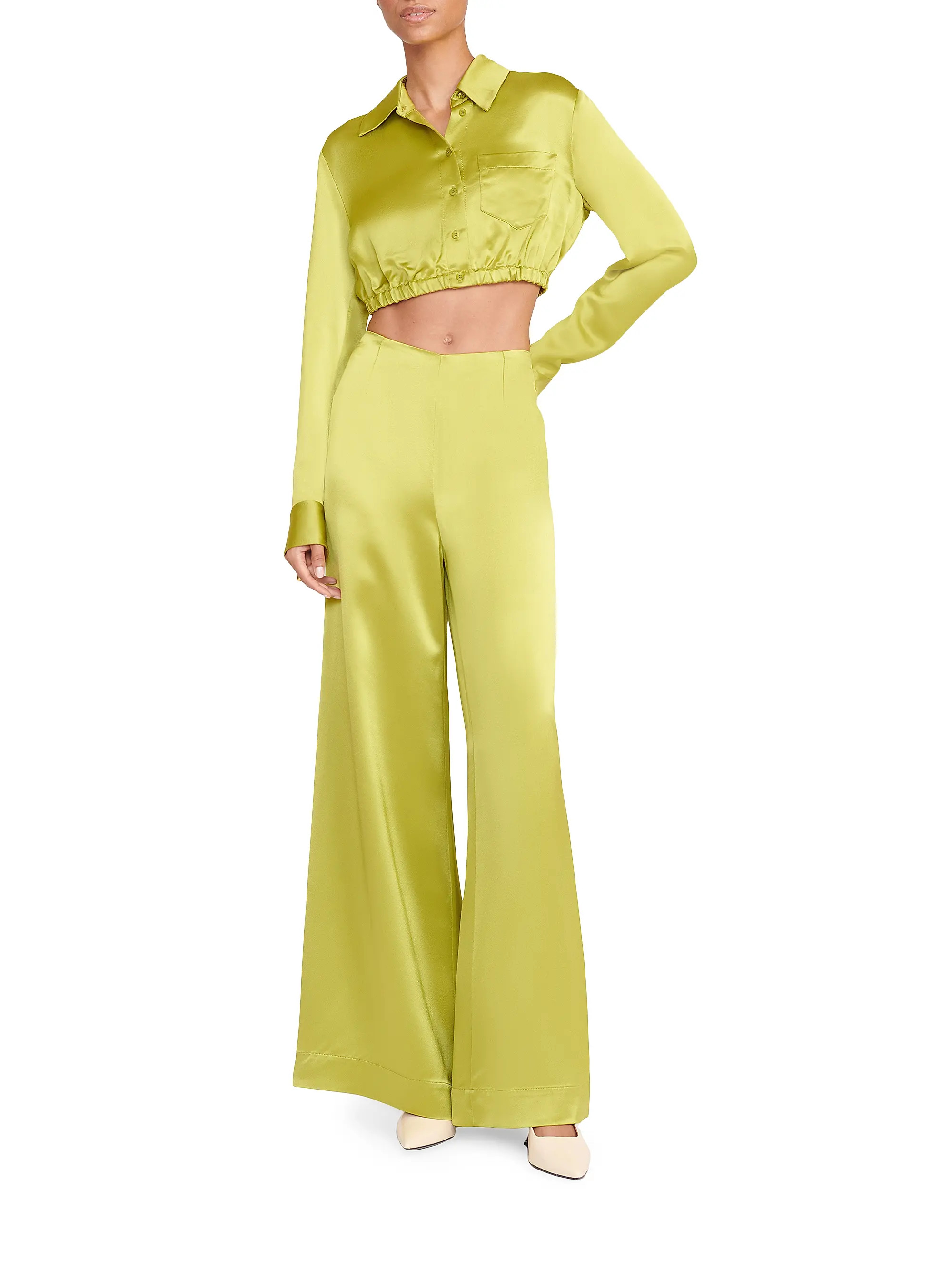 Oren Satin Crop Shirt | Saks Fifth Avenue