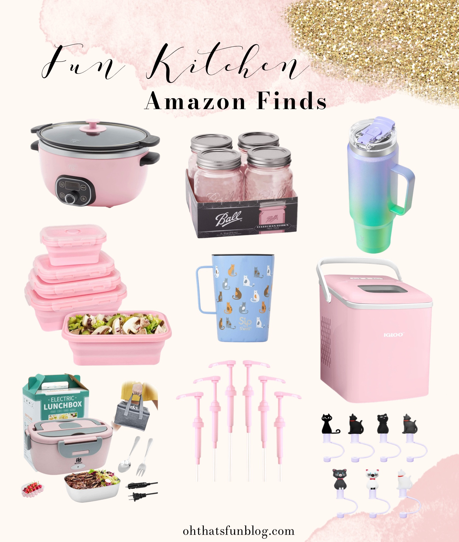 How much fun are these?! Those pink mason jars are stunning. I really love the heated lunch box, so perfect if you’re on the go a lot. I love that each of these items is fun to look at but also functional!

#amazon #amazonfinds #kitchen #kitchenfinds #pink #blush #home #homefinds

#LTKhome #LTKFind