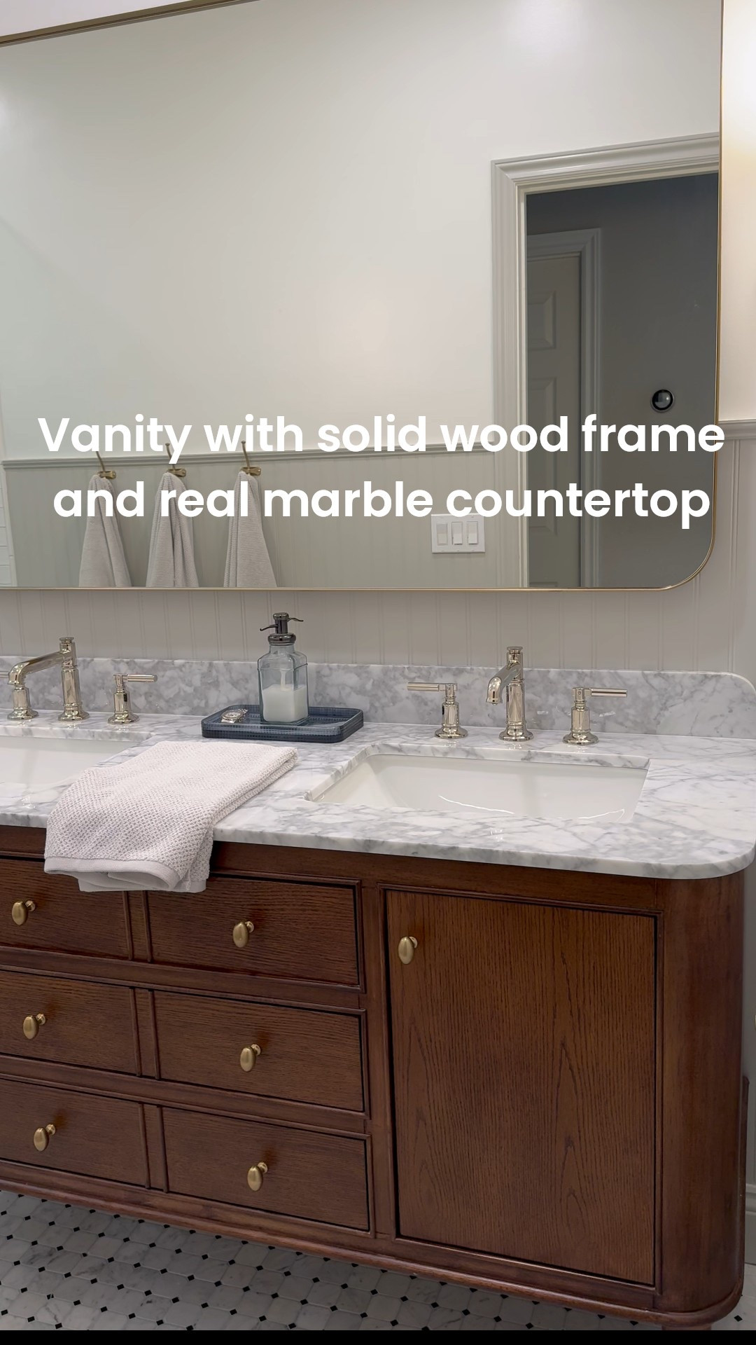 You will not believe the price of this solid wood frame vanity with real marble countertop! Comes in many sizes! 

Wood vanity
Walnut vanity
Oak vanity 
Bathroom vanity 

#LTKSummerEdit #LTKHome #LTKSaleAlert